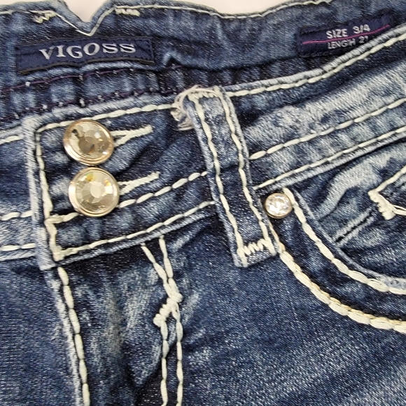 Vigoss The New York Capri Vintage Wash Embellished Flap Pocket Size 3/4 **** - Picture 8 of 13